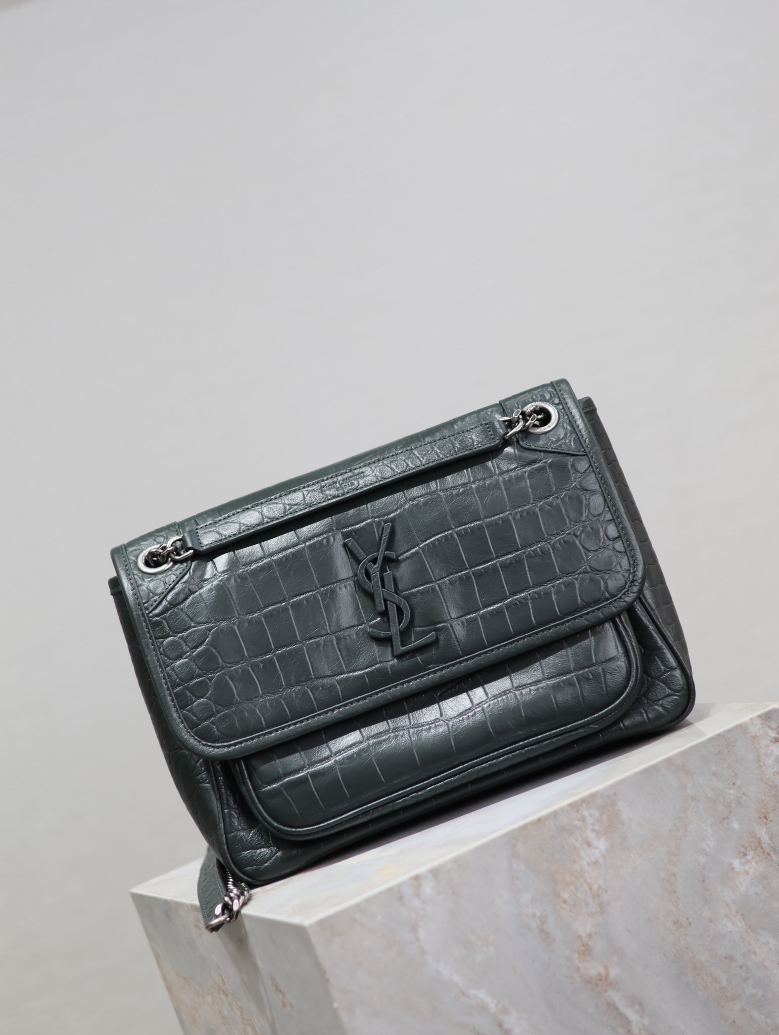 NIKI MEDIUM crocodile embossed leather